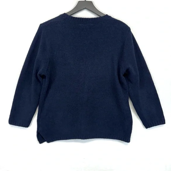 LULU B Sweater Womens Medium Blue White Nautical Anchor Coastal Pullover Beachy - Picture 7 of 8